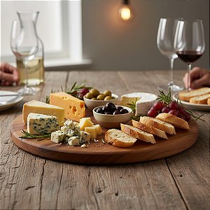 Tábua 40x40cm De Madeira Teca Para Cortar E Servir Pizza Lisa Marrom