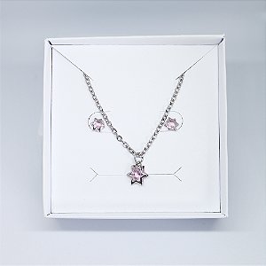 Conjunto Mirtis - Colar e Brinco em Aço Inox