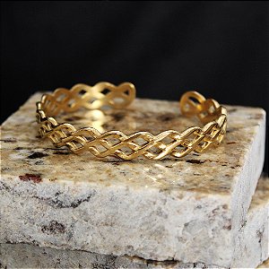 Bracelete Libertas em Aço Inox com Banho Dourado