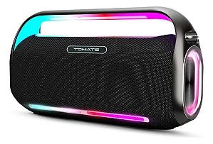 Caixa De Som Karaokê Tomate 8009 300w 2 Microfones Luzes Rgb Cor Preto