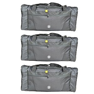 Kit 3 Mala Bolsa Nylon Reforçado Grande + Cadeado Segurança