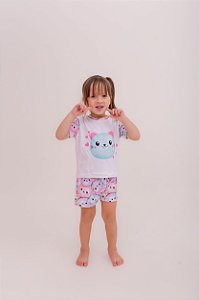 Pijama Curto Menina Squish Pets