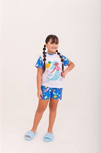 Pijama Curto Menina Sereia Frutacor