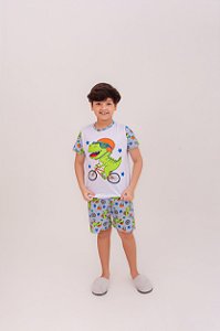 Pijama Curto Menino Dino Bike