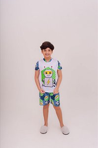 Pijama Curto Menino Robot Football