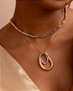 COLAR ORGÂNICO OVAL DUPLO