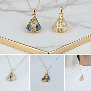 Colar Pingente Nossa Senhora Aparecida Médio e Dupla Face Banhado a Ouro 18k