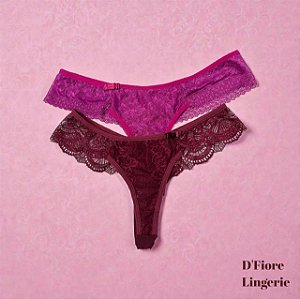 Calcinha Fio Duplo em Renda D'Fiore