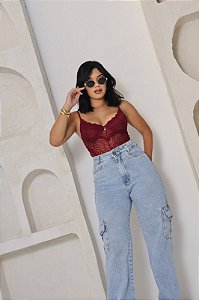 Body de Renda Vinho