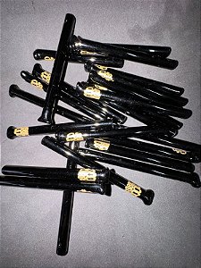 Kit 5un - Piteira de vidro Full color preta 7CM X 6MM