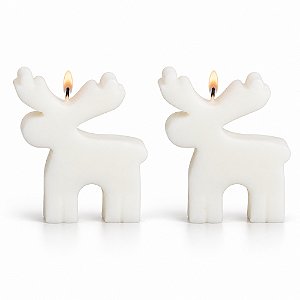 Kit Caixa Natalina com 2 Velas de Renas Aroma de Maça e Canela