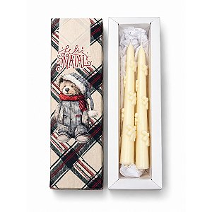 Kit 2 Velas Sem Aroma para Castiçal com Laço de Natal