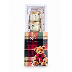 Kit Caixa Natalina Presente com 2 Velas Black Vanilla e Maça & Canela