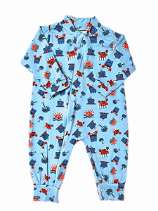Macacão Manga Longa c/ zíper Estampado Menino Cotton - unidade