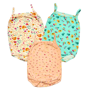 Kit Body Alça Fina Estampado Menina Cotton - 03 unidades