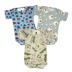 Kit Body Meia Manga Estampado Menino Cotton - 03 unidades