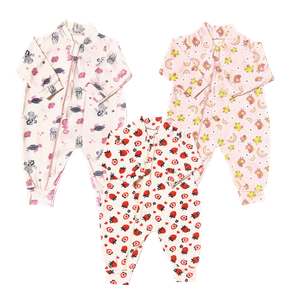 Kit Macacão Manga Longa Estampado Menina Cotton - 03 unidades