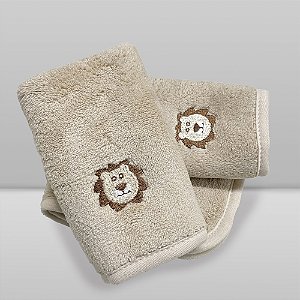 Kit Paninho de Boca Laço Bebê Babitas Bordado - Leão