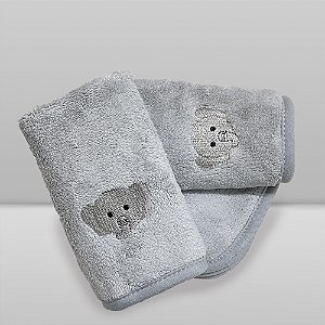 Kit Paninho de Boca Laço Bebê Babitas Bordado - Elefante