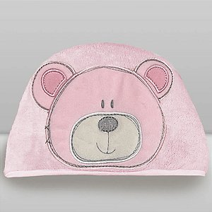 Toalha Animada Bordada Laço Bebê - Urso Rosa