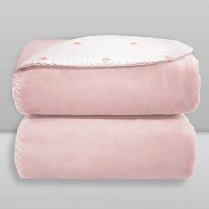 Manta Velvet Poá - Rosa Baby