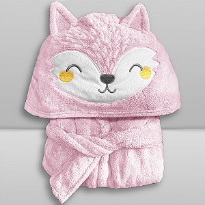 Roupão Infantil Animado Power Sec - Raposa Rosa