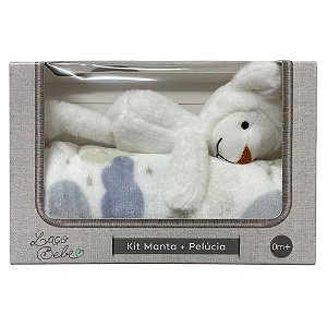Kit Manta e Pelúcia Laço Bebê - Ovelha Azul