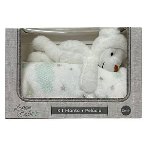 Kit Manta e Pelúcia Laço Bebê - Ovelha Verde
