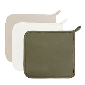 Kit Paninho de Boca Laço Bebê Babitas Bamboo - Verde Militar (03 unidades)