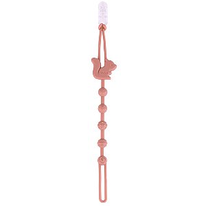 Prendedor de Chupeta em Silicone Cloudy - Esquilo Rosa