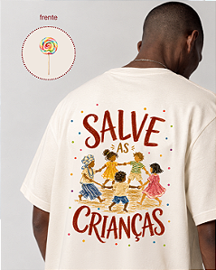 Camiseta OffWhite Unissex - Salve as crianças Ilustração