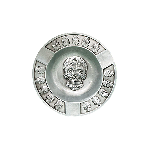 Cinzeiro de Ferro Redondo 10,5 cm Relevo Skull