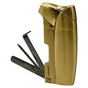 Isqueiro Honest para Cachimbo 1 Chama com Ferramenta BN106D Dourado
