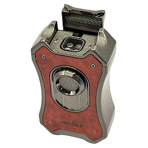 Maçarico Honest de Mesa 4 Chamas com Apoio para Charuto BCZ764M Marrom