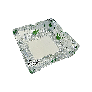 Cinzeiro de Vidro Quadrado 10,5cm Oikos Folha