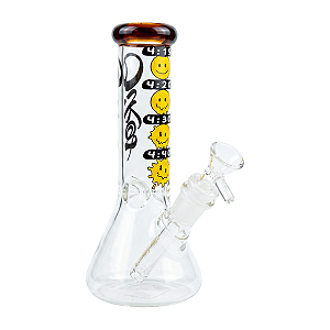 Bong de Vidro Borossilicato Smiles 4:20 com Trava de Gelo 23cm Oikos