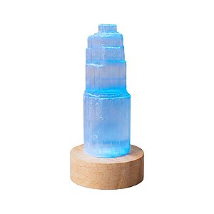 Kit Torre de Selenita Branca com Base LED M Purificação