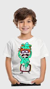 DUPLICADO - Camiseta Infantil Estampada Branca – Conforto e Durabilidade com Tecido 96% Poliéster e 4% Elastano