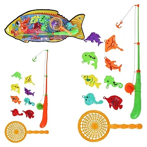 Varinha pega peixes - jogo de pesca interativo para criancas (c/8 pecas, 41cm)