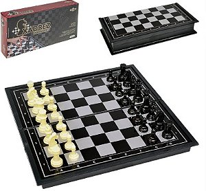 Jogo de Xadrez Magnético Tabuleiro Dobrável Para Viagem Com Peças Magnéticas