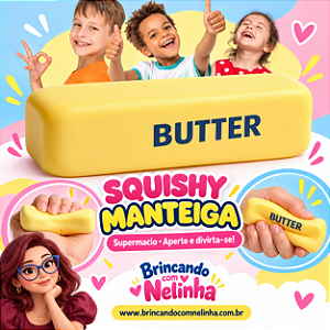 Squishy Barra de Manteiga Viral Amarelo | Brinquedo Antistresse, Textura Macia,Formato Manteiga