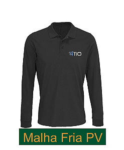 Camiseta Polo Manga Longa Malha Fria PV Bordada Personalizada Com Logo Uniforme