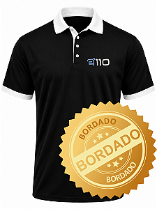 DUPLICADO - Camiseta Polo Bordada duas cores Preto e Branco