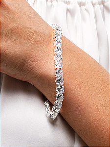 Pulseira Riviera com Zircônias Redondas Grandes folheado em ródio branco