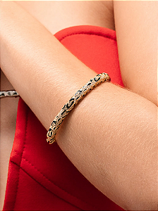 Bracelete com Base Cravejada de Estampa Animal Print folheado em ouro 18k