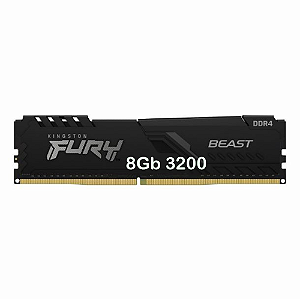 Memória para Desktop DDR4 8GB 3200Mhz Kingston HyperX Fury Black KF432C16BB/8