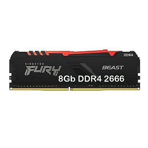 Memoria para Desktop DDR4 8GB 2666Mhz Kingston HyperX Fury Black RGB - KF426C16BBA/8