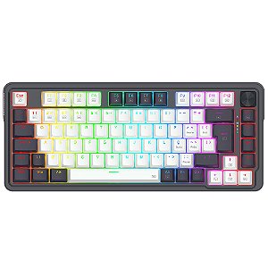 Teclado Redragon Ucal Pro Sem Fio ABNT2 Preto e Branco Switch Brown