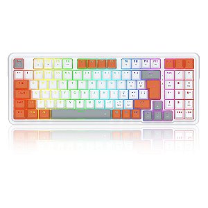 Teclado Redragon Gloria Branco Laranja RGB ABNT2 Switch Red