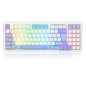 Teclado Redragon Gloria Pro Sem Fio Branco Azul ABNT2 Switch Bumblebee